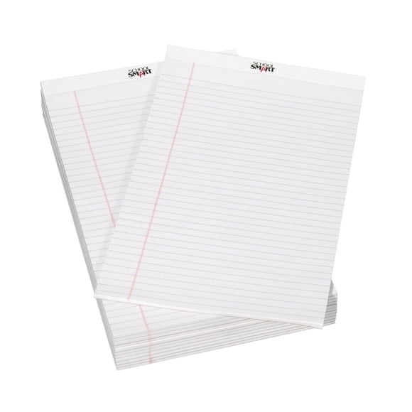 Blocks de notas legales School Smart blancos 8.5 x 14 cm, 50 hojas, paquete de 12