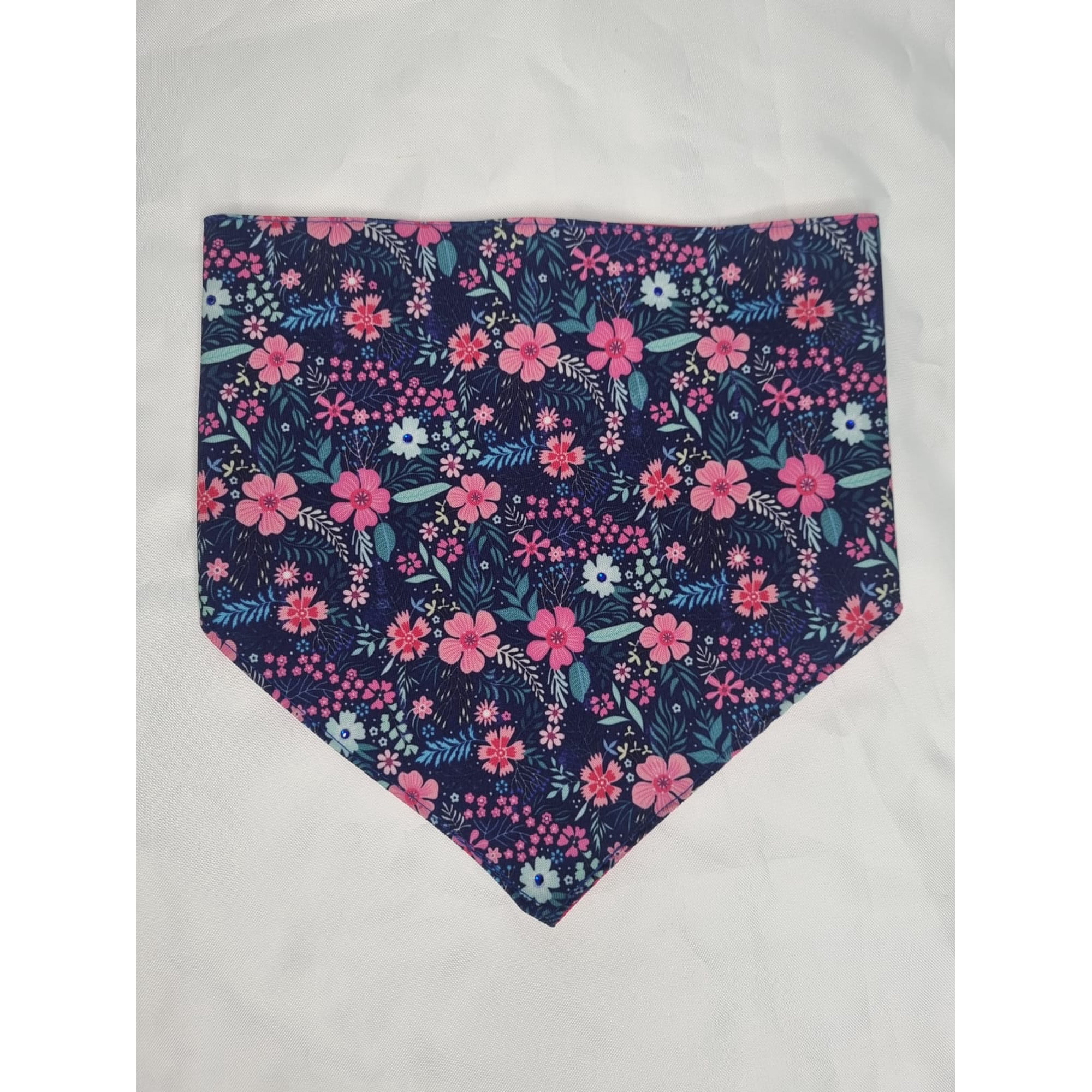 Bandana mascota azul flores talla XXS