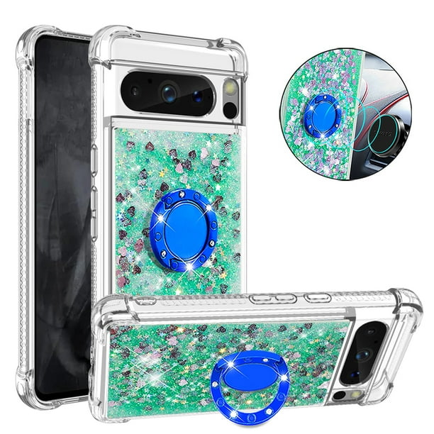 Funda Para Google Pixel 8 Pro Con Brillo Líquido, Protección Completa Y Soporte De Anillo Giratorio