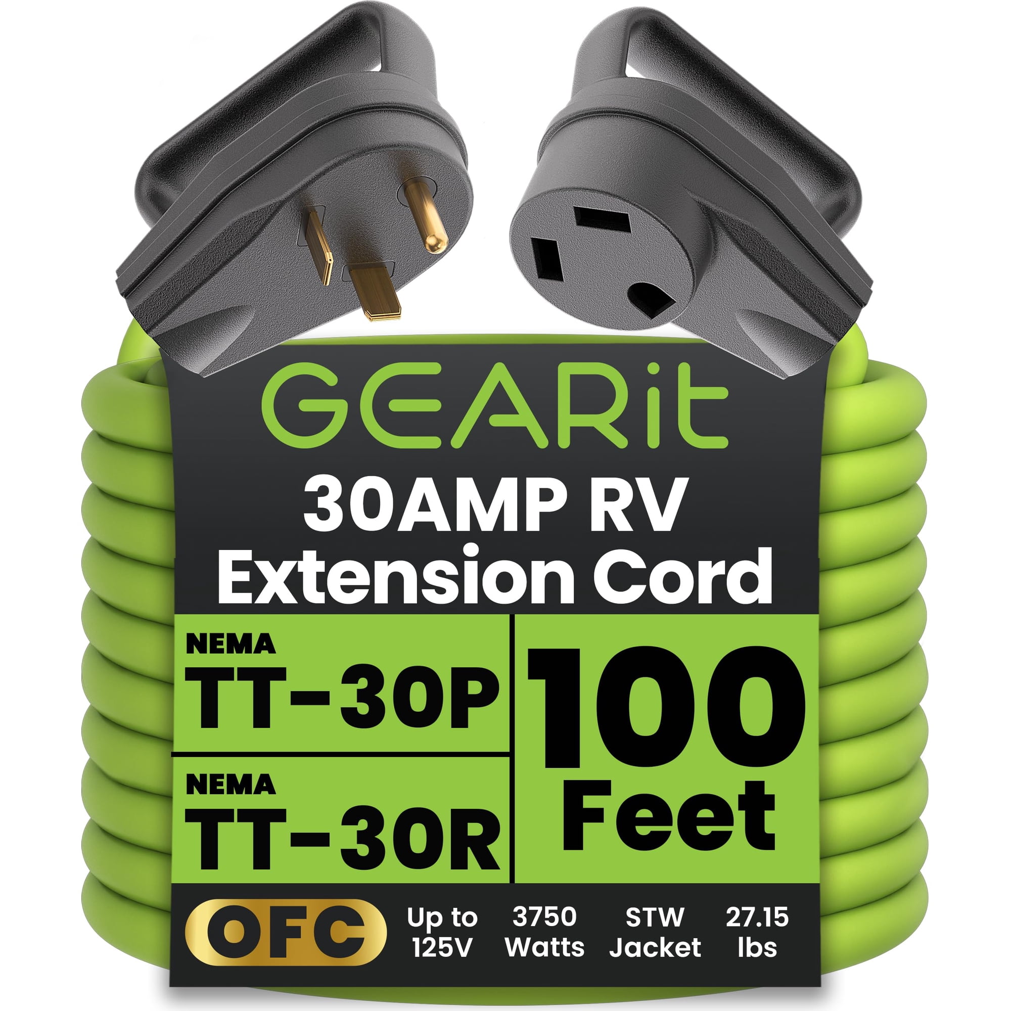 Cable De Extensión Gearit 30 A 125 V 10/3 Stw 10 Awg 30 M