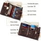 thumbnail image 5 of Cartera de hombre con protección RFID, de cuero, con cadena, doble pliegue, monedero, cremallera, 16 ranuras para tarjetas (café), 5 of 6