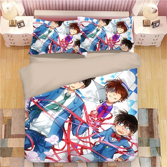 Anime Detective Conan Shinichi Bedding SetDuvet Cover Comforter Bed Set Quilt Cover Pillowcase Boys Girls