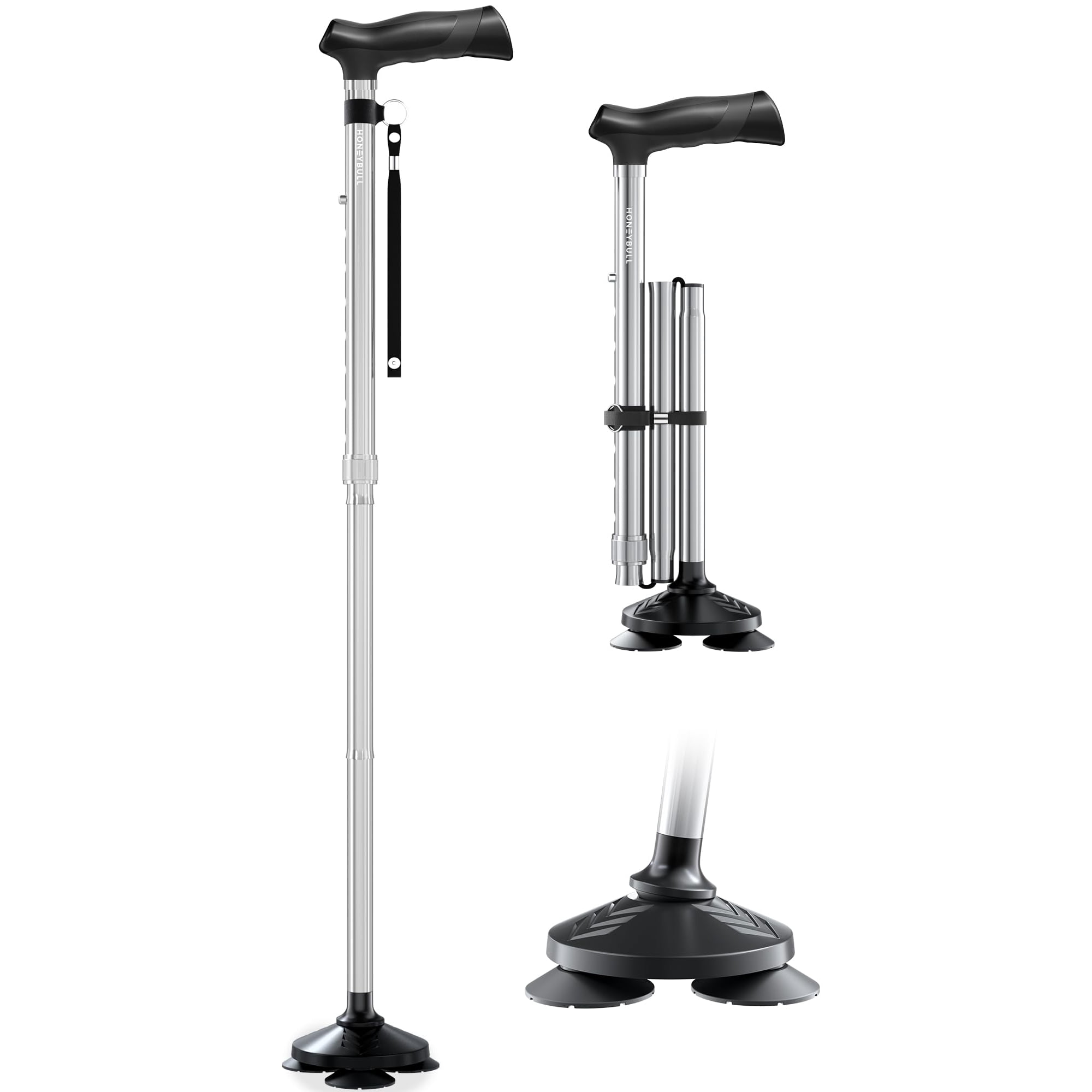 Bastón Honeybull Plegable, Ajustable Y Plegable