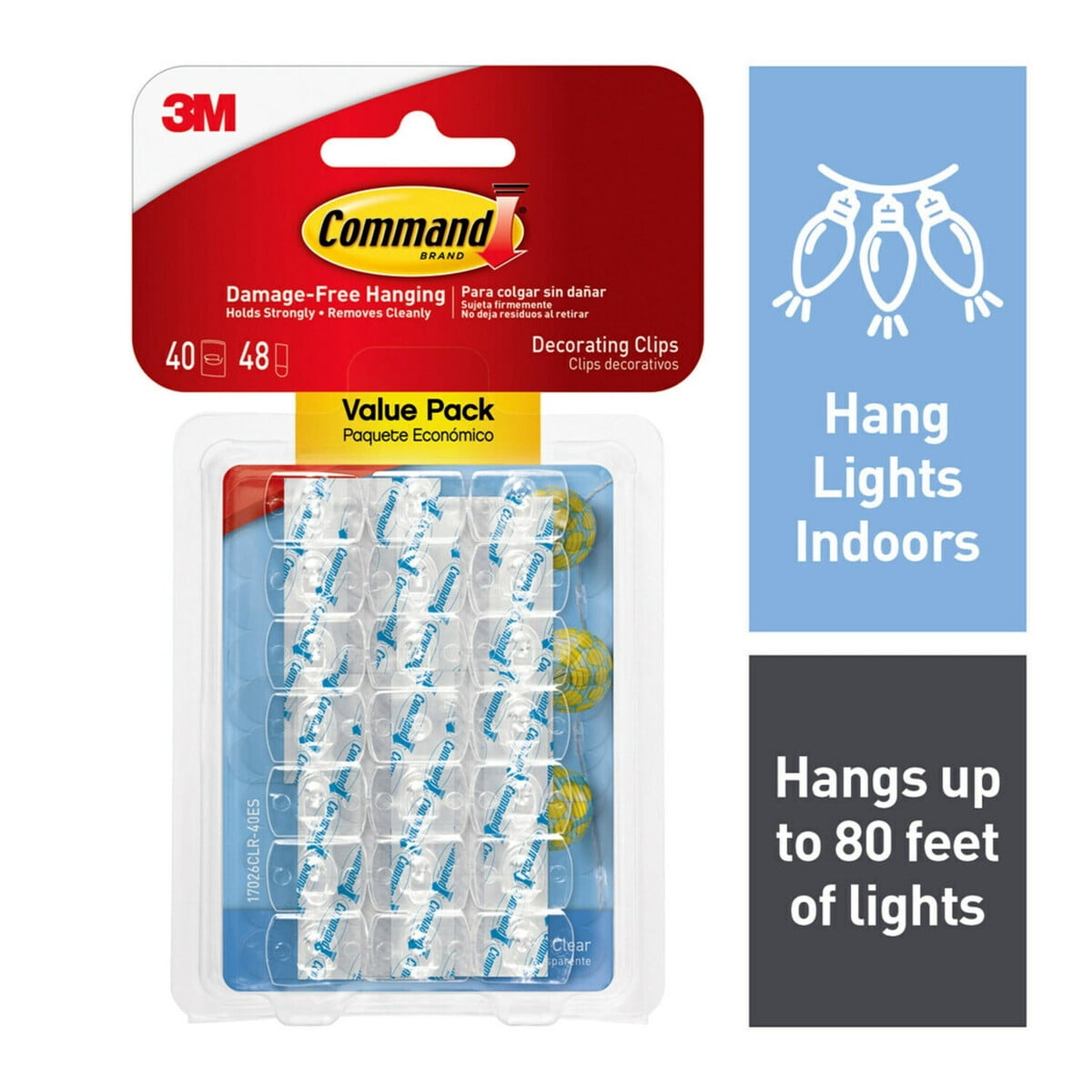 Clips Transparentes Command Pack 40 Ganchos 48 Tiras 3m
