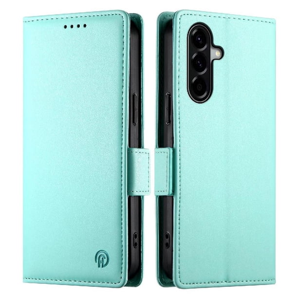Funda Cartera Magnética con Tarjetas y Soporte para Samsung Galaxy A57 5G Verde