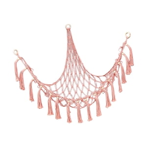 Magideal - Animal De Peluche Hamaca Red De Peluche Juguete Macramé Esquina Red Borla Decorativo Colgante Suave Organizador Para Sala De Estar Hogar Niños Rosa