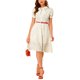 thumbnail image 5 of INSPIRE CHIC Vestido Vintage para Mujer de Regreso a Clases con Estampado Floral, Cuello Peter Pan, Largo a la Rodilla, Casual, Talla S, Blanco, 5 of 7