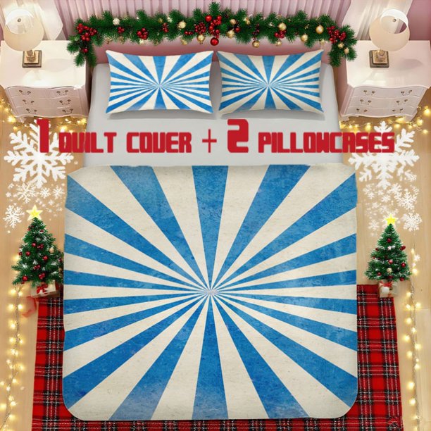 Radial Stripe Background Soft Printed Bedding Set Polyester Fabric Decorative & Warm Ideal for Bedroom or Guest Room
