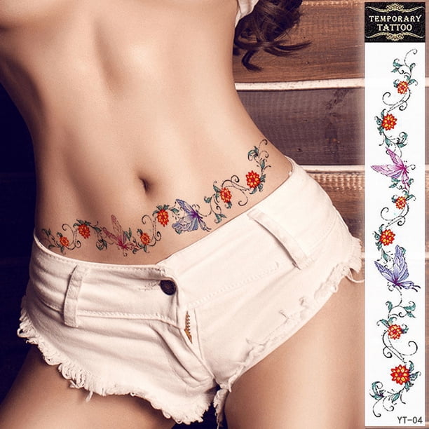 Interesting Tattoo Belt Waterproof Tattoo Stickers Personalized Environmental Protection Sexy Garland Waist Stickers Tattoo Stickers