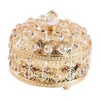 Magideal - Caja De Joyería De Cristal Con Exhibición Decorativa, Caja Del Tesoro Con Tapa, Organizador Dorado Para Pendientes, Collares, Anillos, Decoración Del 10Cmx10Cm