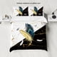 thumbnail image 1 of 3pcs Bronzing Marble Feather Print Series Bedding Set,Soft Breathable,For Bedroom GuestRoom (1*Duvet Cover 2*Pillowcase,No Core), 1 of 5