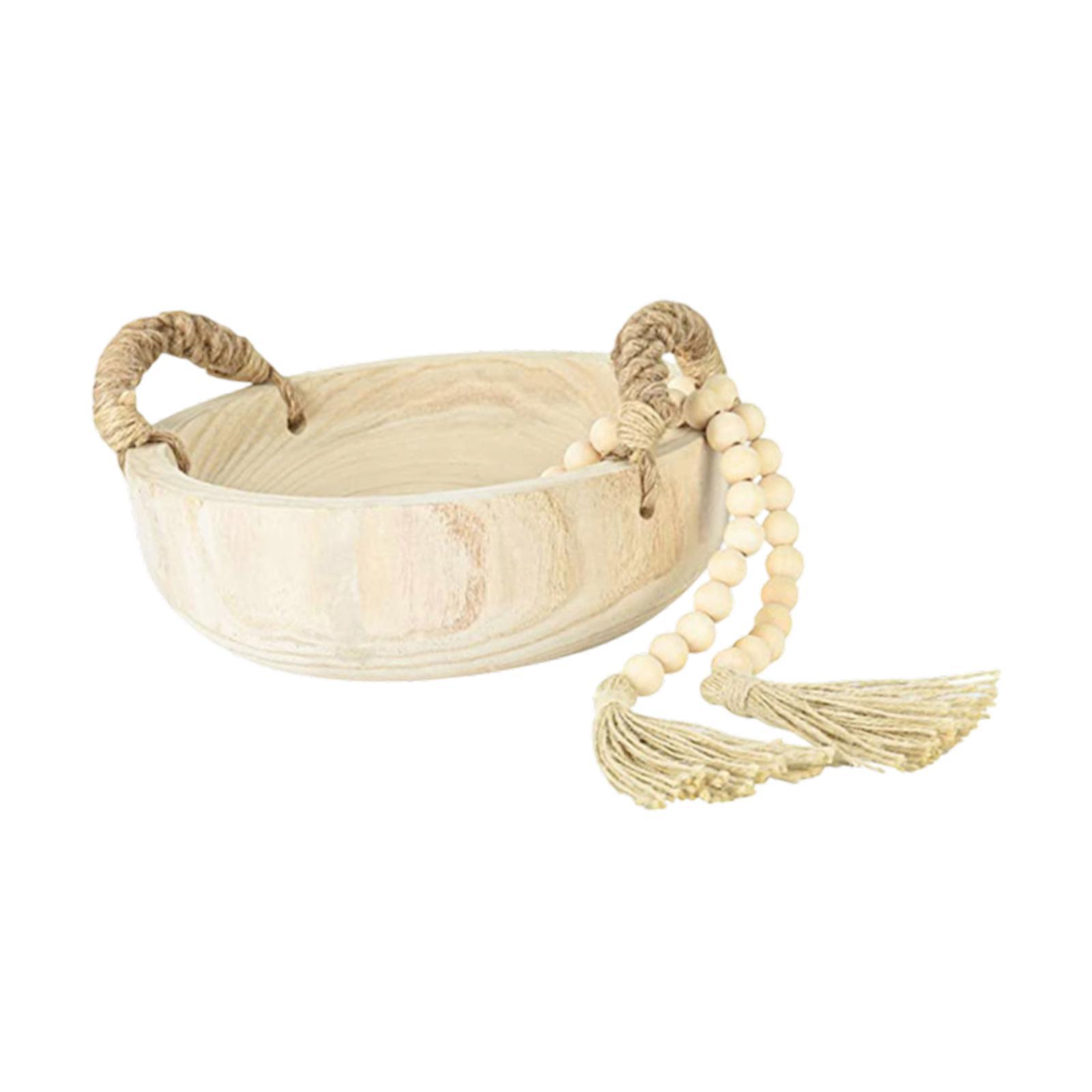 Magideal - Cuenco De Madera Decorativo, Contenedor De Frutas Con Cuentas, Adorno Artesanal Para Escritorio, Decoración De Mesa De Madera Para Estantería, Mesa De
