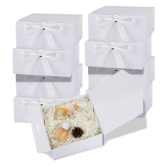 Cajas de Regalo OEMVALATY Pack de 8 24x20x11 cm Blancas con Cinta