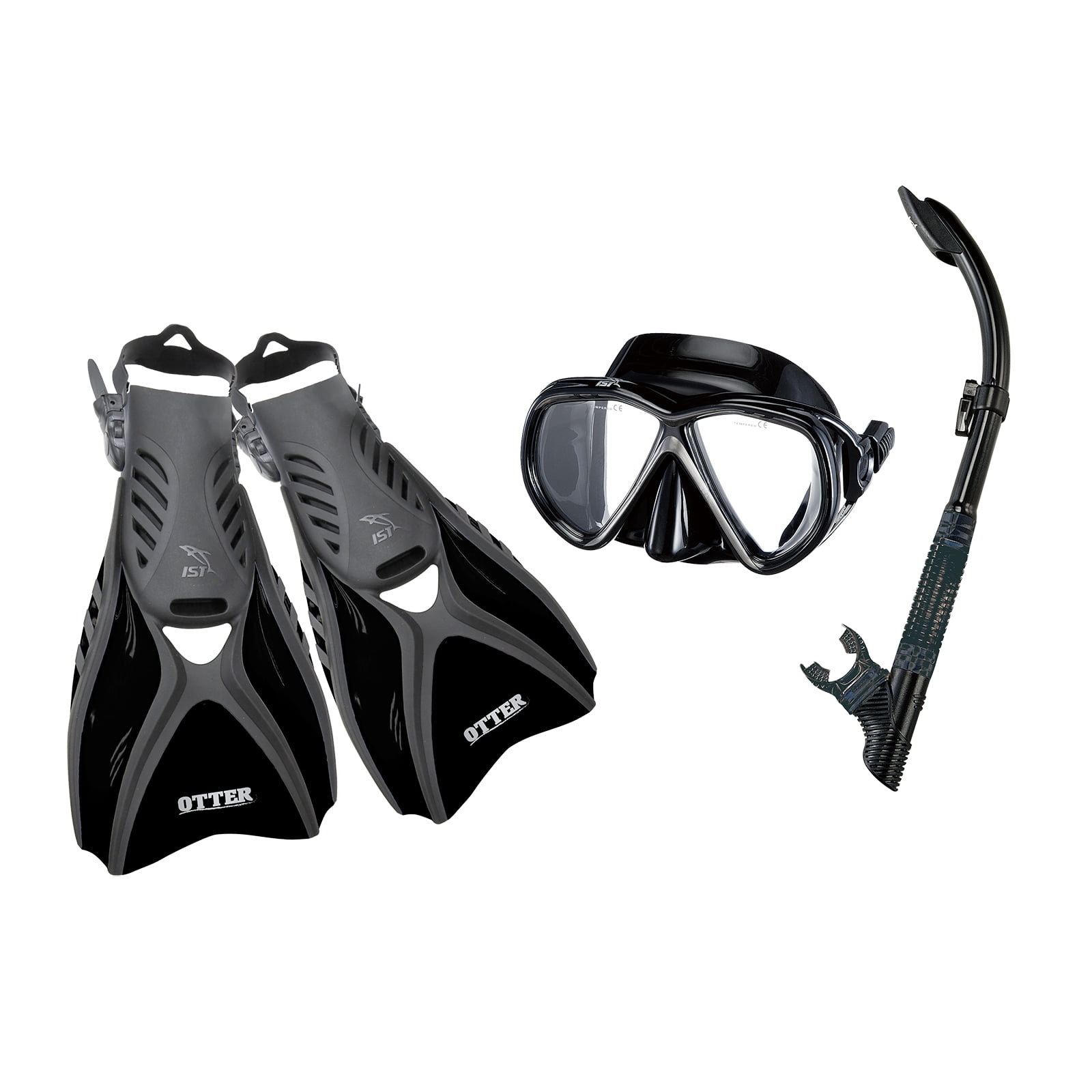 Ist - Set Mascara De Buceo Snorkel Aleta - 40-44 (m) - Negro