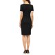 thumbnail image 3 of INSPIRE CHIC Vestido Elegante para Mujeres con Lazo Blanco, Cuello Redondo, Mangas Cortas, Casual de Negocios, Largo a la Rodilla, XL Negro, 3 of 6