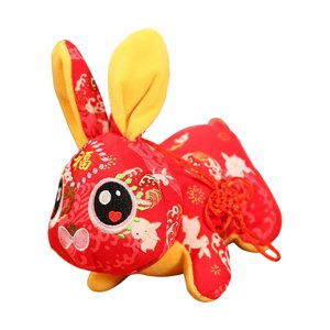 Magideal - Lindos Animales De Peluche Adorno De Muñeca Regalos De Cumpleaños Año Nuevo Chino Conejo De Peluche De Juguete Para Gabinete Inauguración De , 20 Cm Rojo