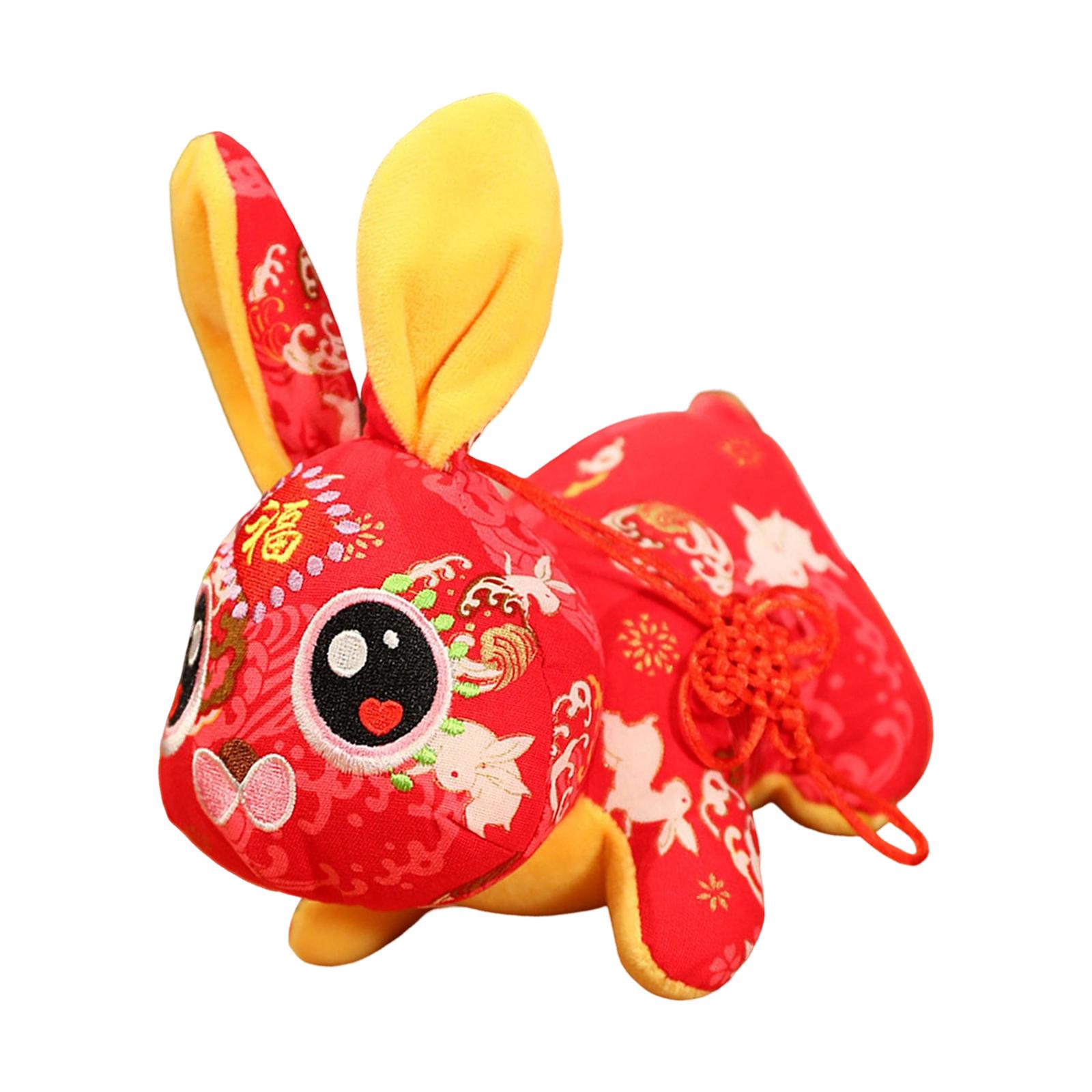 Magideal - Lindos Animales De Peluche Adorno De Muñeca Regalos De Cumpleaños Año Nuevo Chino Conejo De Peluche De Juguete Para Gabinete Inauguración De , 20 Cm Rojo