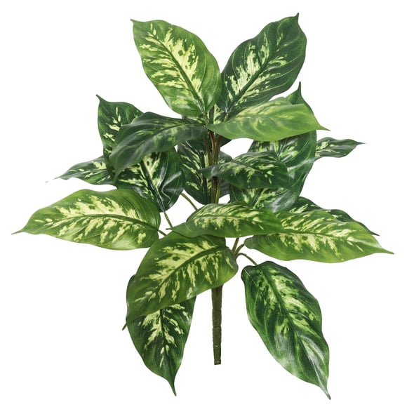 Planta artificial Vickerman Dieffenbachia verde, 22 cm, paquete de 2