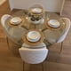 thumbnail image 2 of Comedor Mesa Equiz 100cm (Patas X Dorada) + 4 Sillas Adela Beige, 2 of 4