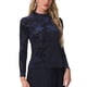 thumbnail image 4 of INSPIRE CHIC Top de malla transparente para el Día de San Valentín para mujeres, camiseta de cuello simulado con estampado floral de terciopelo XS Azul oscuro, 4 of 5