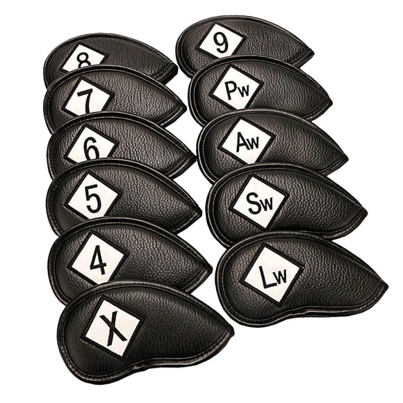 Golf Iron Headcover Club Head Cover Protección Pegatina Cierre Negro + Blanco