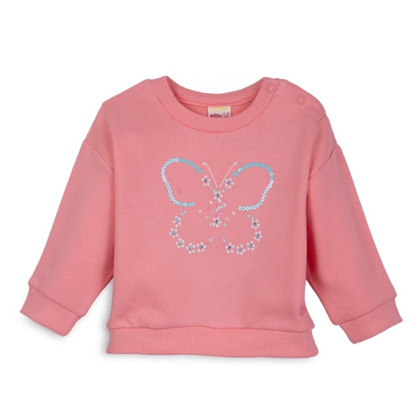 Polerón Bebé Niña Cuello Redondo Estampado Mariposa Melón Pillin