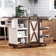 thumbnail image 1 of K&K 55.5" Farmhouse Kitchen Island with Drop Leaf, Kitchen Storage Island with Barn Door, Power Outlet, Rolling Kitchen Cart on Wheels with Spice Rack, for Home, Kitchen, Dining Room, White, 1 of 3