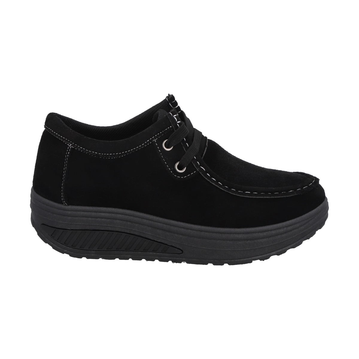 Mocasín Mujer Negro Sole/cordones Police