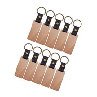 Magideal - 10X Llavero De Madera En Blanco, Llavero, Llavero, Adorno, Cinturón, Lazo Para Llaves, Etiqueta Para Llave, Espacios En Blanco Sin Terminar Para Colga Rectangular