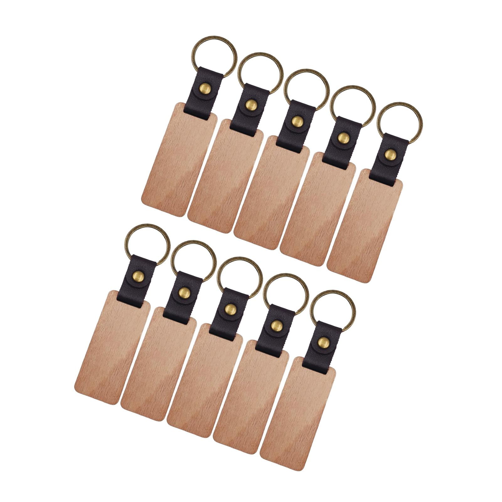 Magideal - 10x Llavero De Madera En Blanco, Llavero, Llavero, Adorno, Cinturón, Lazo Para Llaves, Etiqueta Para Llave, Espacios En Blanco Sin Terminar Para Colga Rectangular