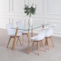 Pandalino - Comedor Mesa Ferra + 4 Sillas Tulip Blanca | Estilo Nórdico Y Elegante