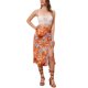 thumbnail image 2 of INSPIRE CHIC Falda Hawaiana para Mujer 2024 Verano Playa Fruncida Delantera Falda Tropical con Abertura M Naranja 1, 2 of 5