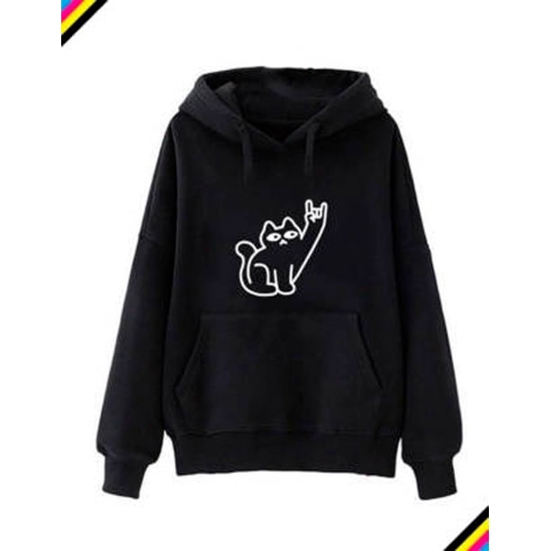 Poleron Gato Metalero Gatito Rockero Moda Mujer