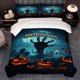 thumbnail image 1 of 3pcs Halloween Cemetery Horror Illustration Themed bedding Featuring Exquisite Patterns Including a Duvet Cover And Pillowcases, 1 of 5