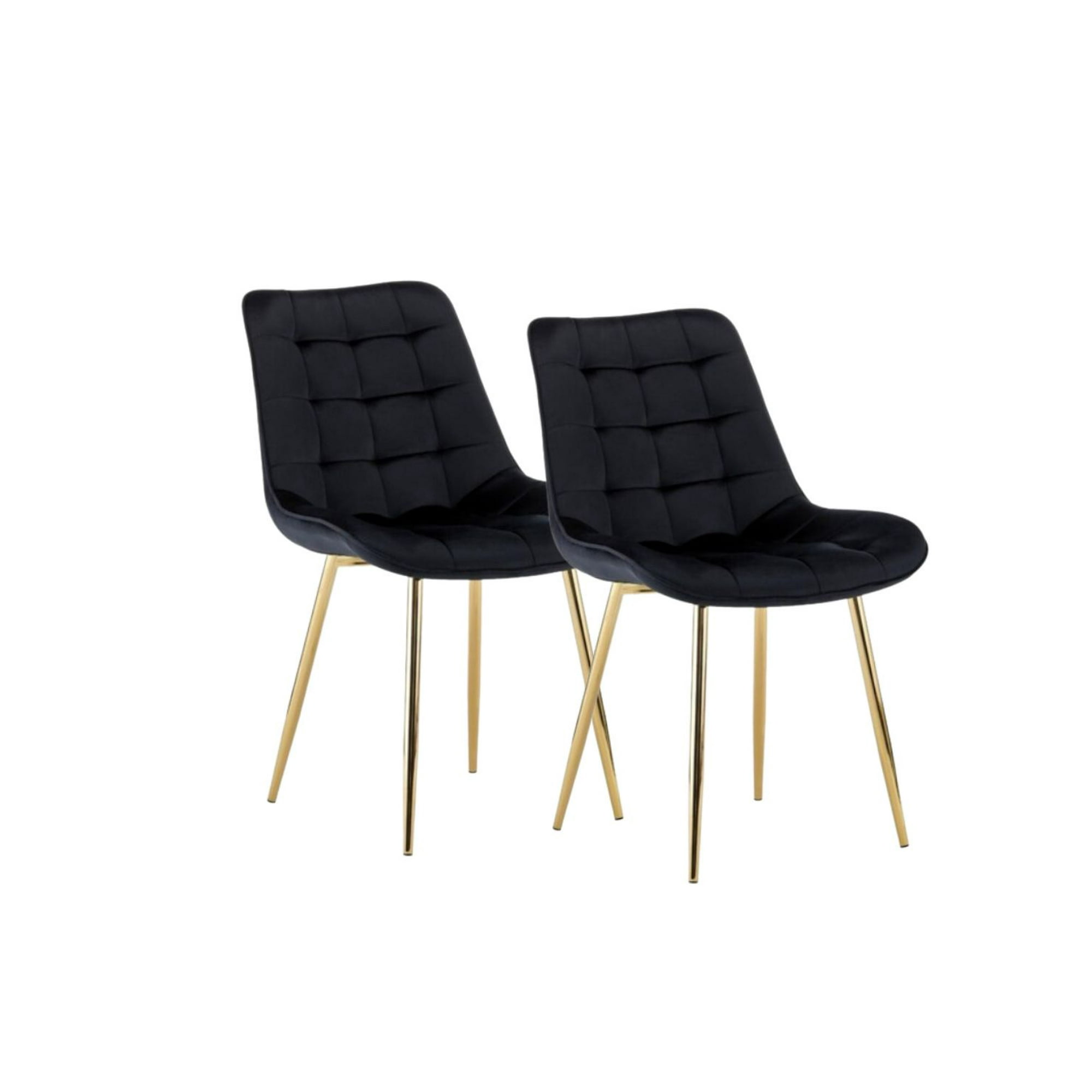 Habita2 Chile - Pack 2 Sillas De Comedor Roma Tapiz Felpa Base Resistente Dorada - Negro