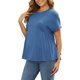 thumbnail image 4 of INSPIRE CHIC Blusa de Maternidad para Mujer con Mangas Cortas, Cintura Plisada, Camiseta de Embarazo, Peplum Suelto y Casual, Talla M, Azul, 4 of 6