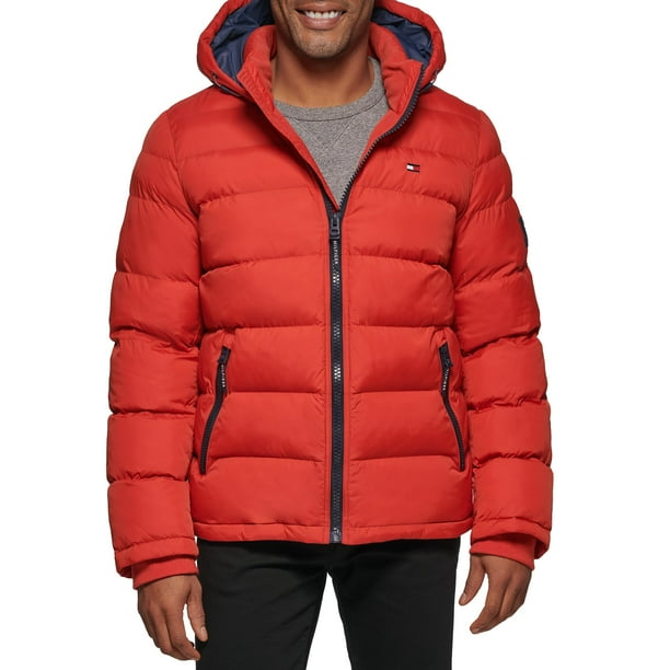 Chaqueta Tommy Hilfiger para hombre, con capucha, acolchada, color naranja, talla M