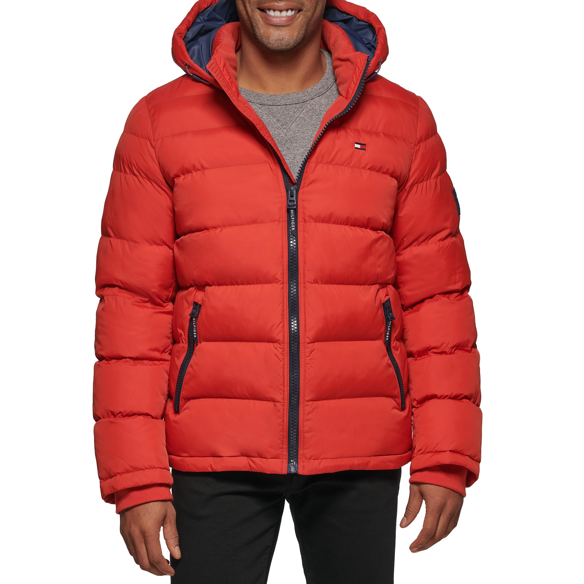 Chaqueta Tommy Hilfiger Para Hombre, Con Capucha, Acolchada, Color Naranja Xxl