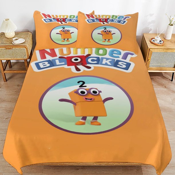 x155 Numberblocks Bed Duvet Cover Microfiber Bedding Sets 3D Printed Lightweight 3 Piece Comforter Sets, 1 Duvet Cover And 2 Pillow Shams for Kids Boys Girls 79"x90" jn155