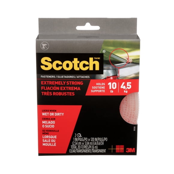 Fasteners Scotch Extreme Fasteners, 1 x 3 m, transparente, 2 rollos por paquete