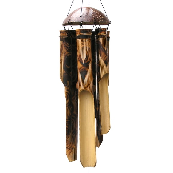 Wind Chime Cohasset Gifts #138, madera de bambú con acabado quemado, tamaño grande