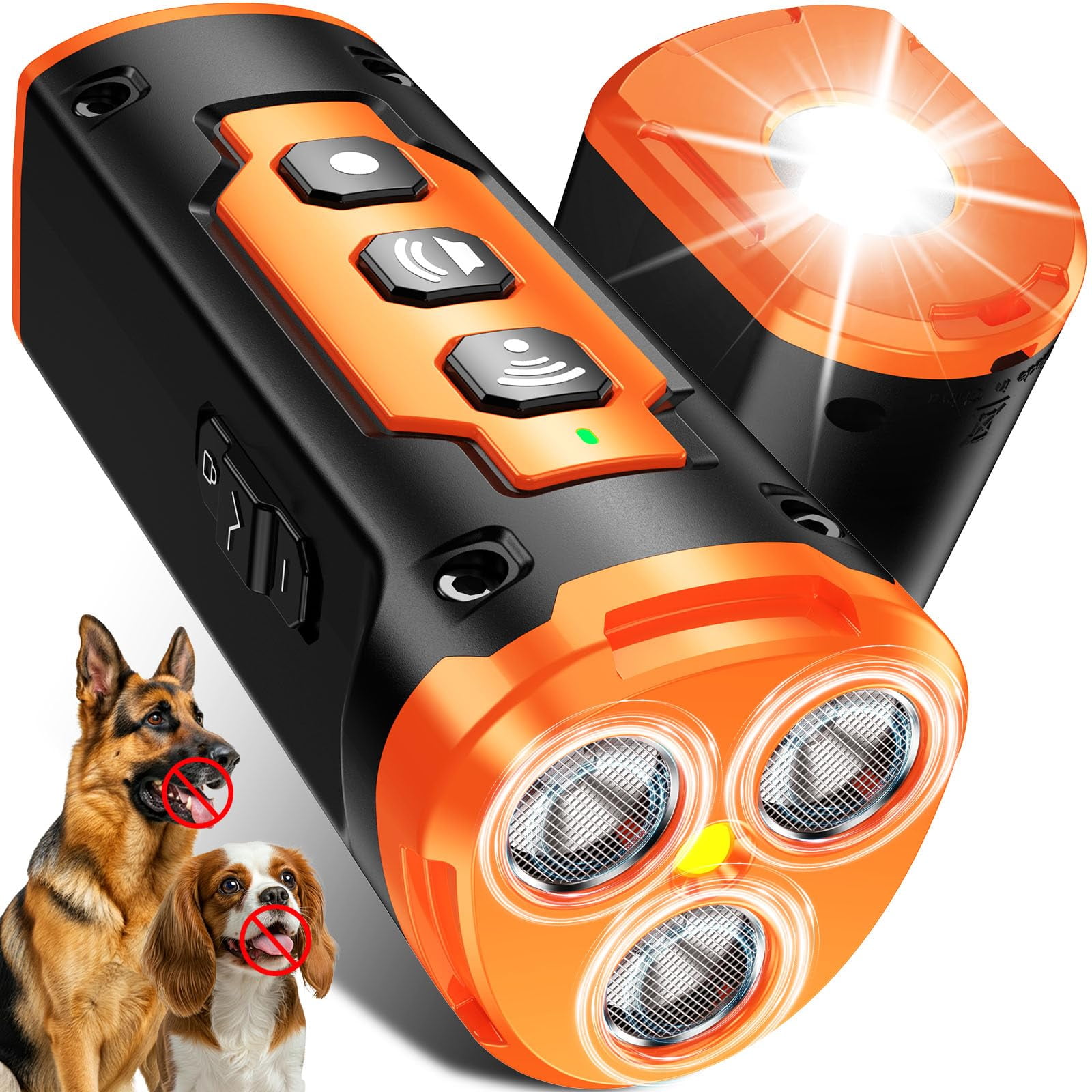 Dispositivo Antiladridos Jtjtxl 1-touch Con 3 Cabezales Sónicos, Color Naranja