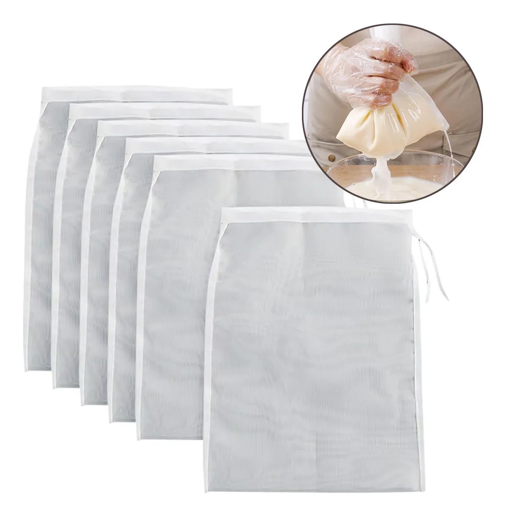 Genérica - 5 Bolsas Malla Fina Filtrar Colar Leche Vegetal Vegana 24*36 Blanco. 80 - 300 Mesh