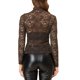 thumbnail image 3 of INSPIRE CHIC Blusa de Encaje Floral Transparente de Manga Larga con Cuello Alto para Mujer de Halloween XS Café, 3 of 7