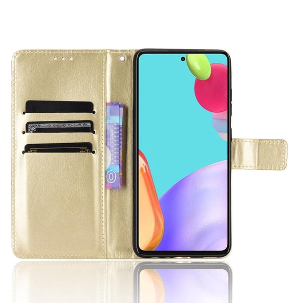 Funda tipo libro para Samsung Galaxy A72 5G, cartera todo‑en‑uno, funda multifuncional con tarjetero y correa de muñeca desmontable