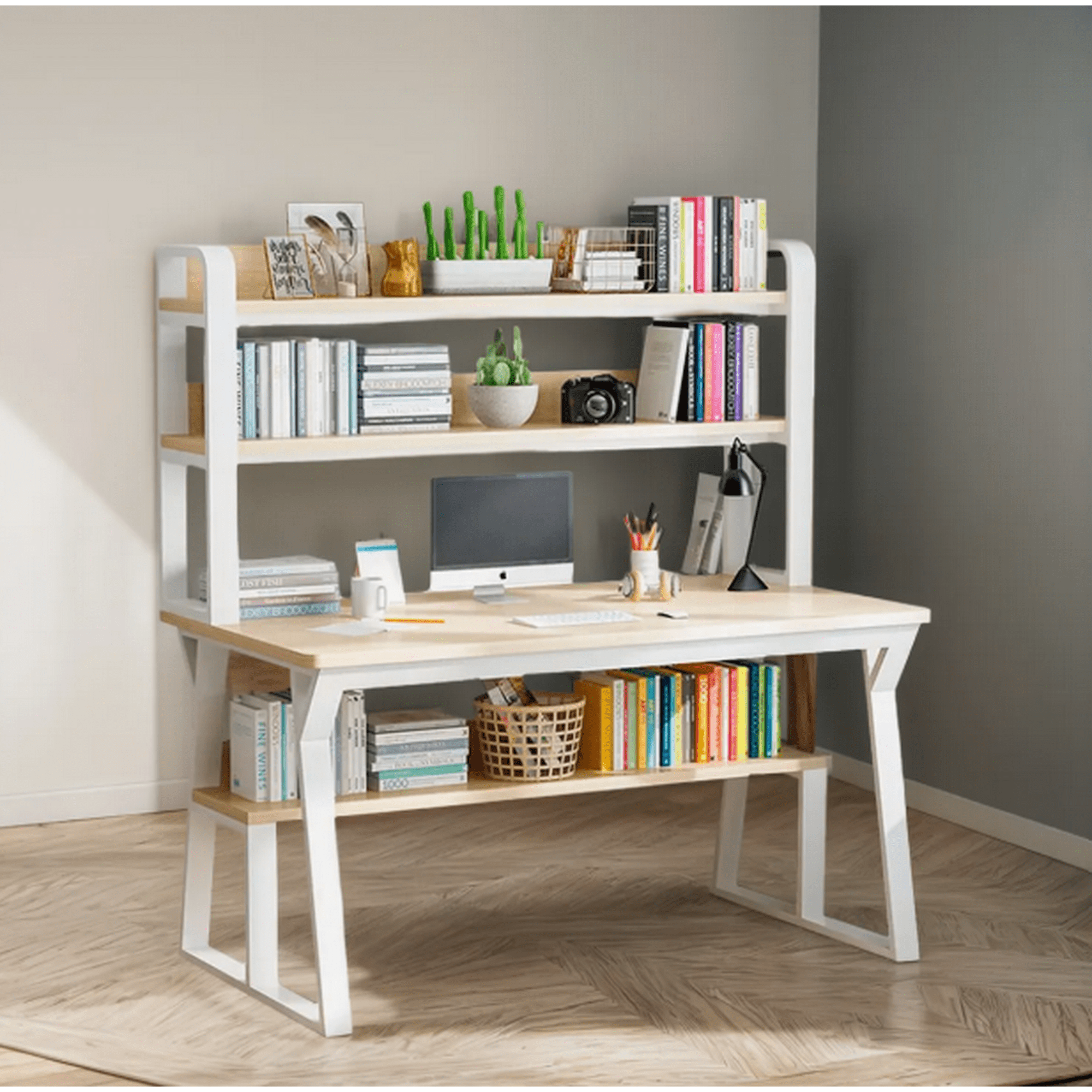 A22 - Escritorio Moderno Con Repisas 147x120x60x72