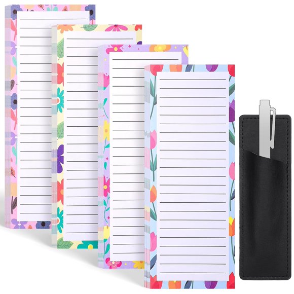 Bloc de notas magnético Thboxes - Pack de 4, 200 hojas, diseño floral