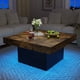 thumbnail image 3 of Coffee Table Square LED Coffee Table Engineered Wood Low Center Cocktail Tables for Living Room (Rustic Brown+Black), 3 of 3