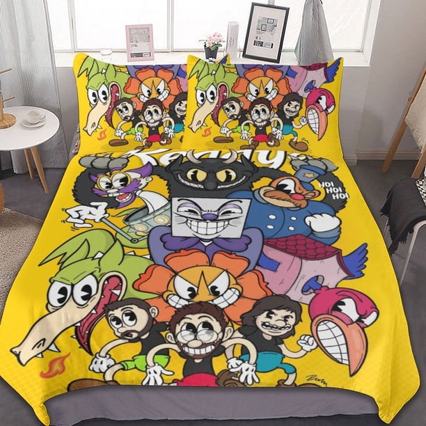 The Cuphead Show 3-Piece Bedding Set Warm And Comfortable Soft Duvet Cover Bed Set for Boys Girls Kids Adult Bedroom All Season