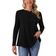 thumbnail image 1 of INSPIRE CHIC Camiseta de Manga Larga con Cuello Redondo para Mujer, Cómoda y Elegante, Uso Diario Casual, Talla S, Color Negro, 1 of 6
